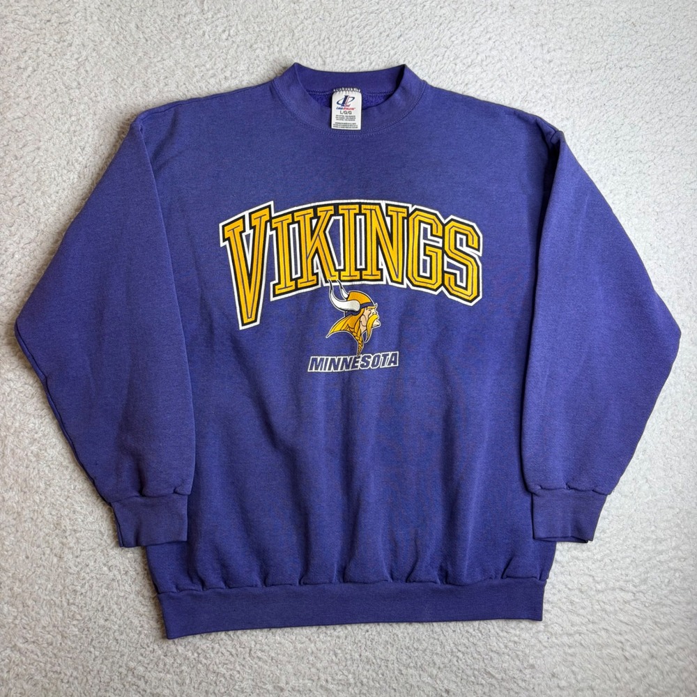 Vintage Logo Athletic Minnesota Vikings Sweatshirt Purple Mens Large 90s NFL